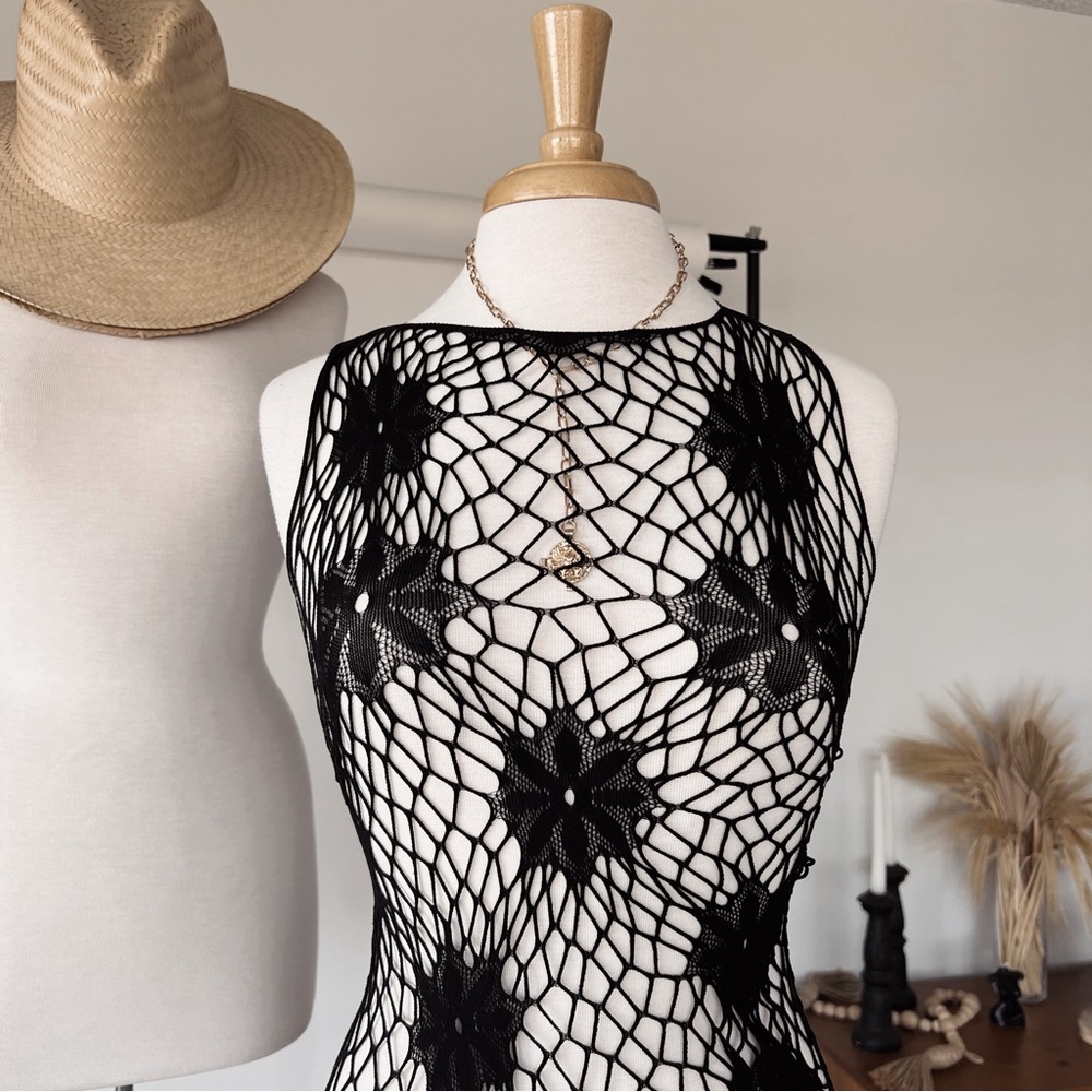 BLACK MESH COVER UP DRESS - Picture 3 of 6